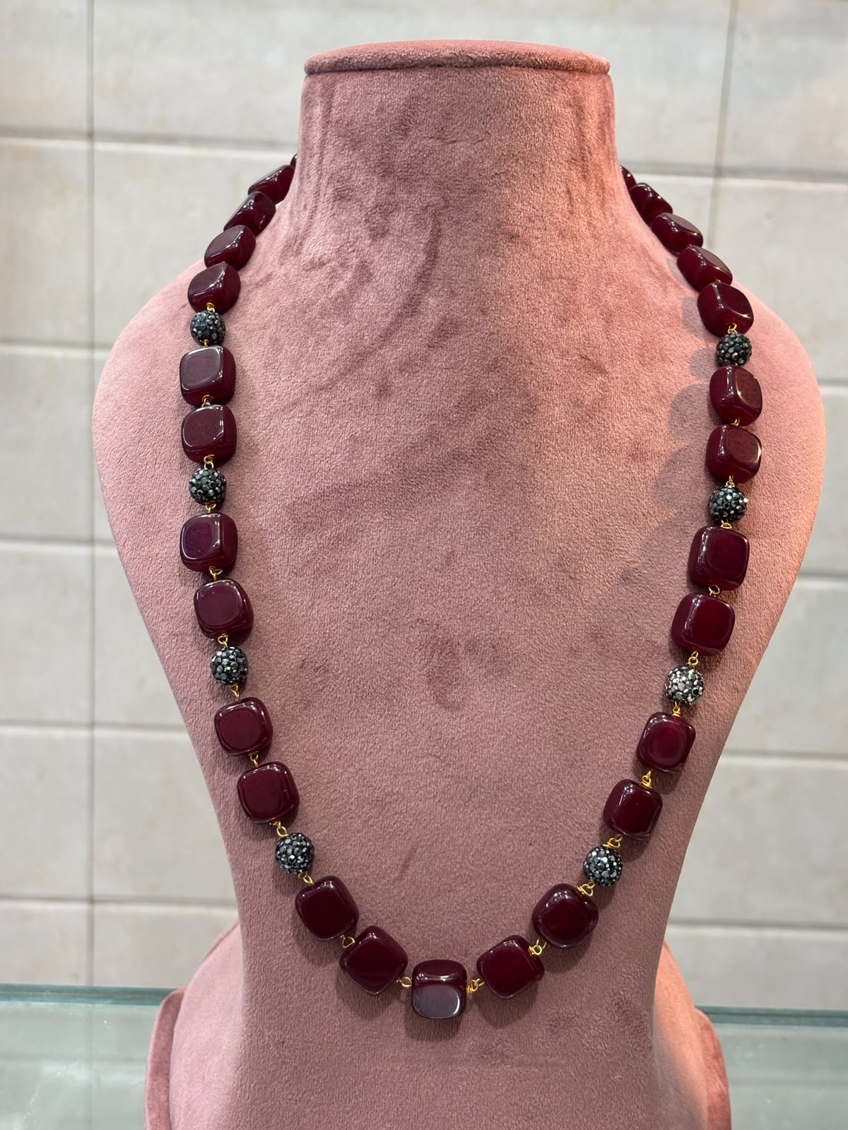 Dark Red Stone Necklace - Image 1
